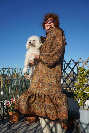 Caramel Silk Paisley Masala Dress