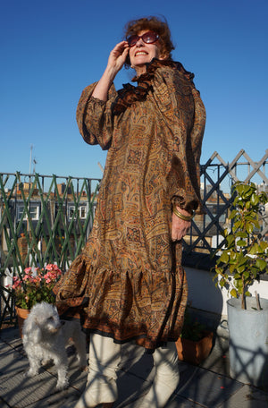 Caramel Silk Paisley Masala Dress