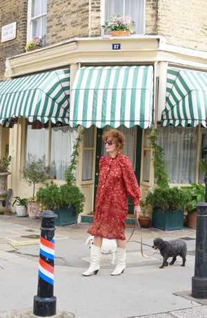 Anise Housecoat Dress in Deep Pink Floral