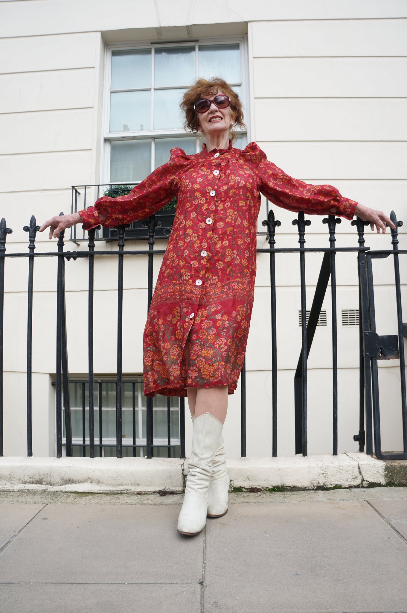 Anise Housecoat Dress in Deep Pink Floral